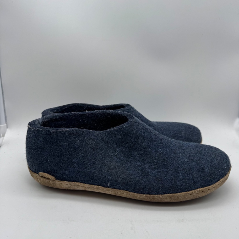 Glerups‎ Model G Denim Blue Wool Slipper Boots Mens 43 Leather Sole Denmark